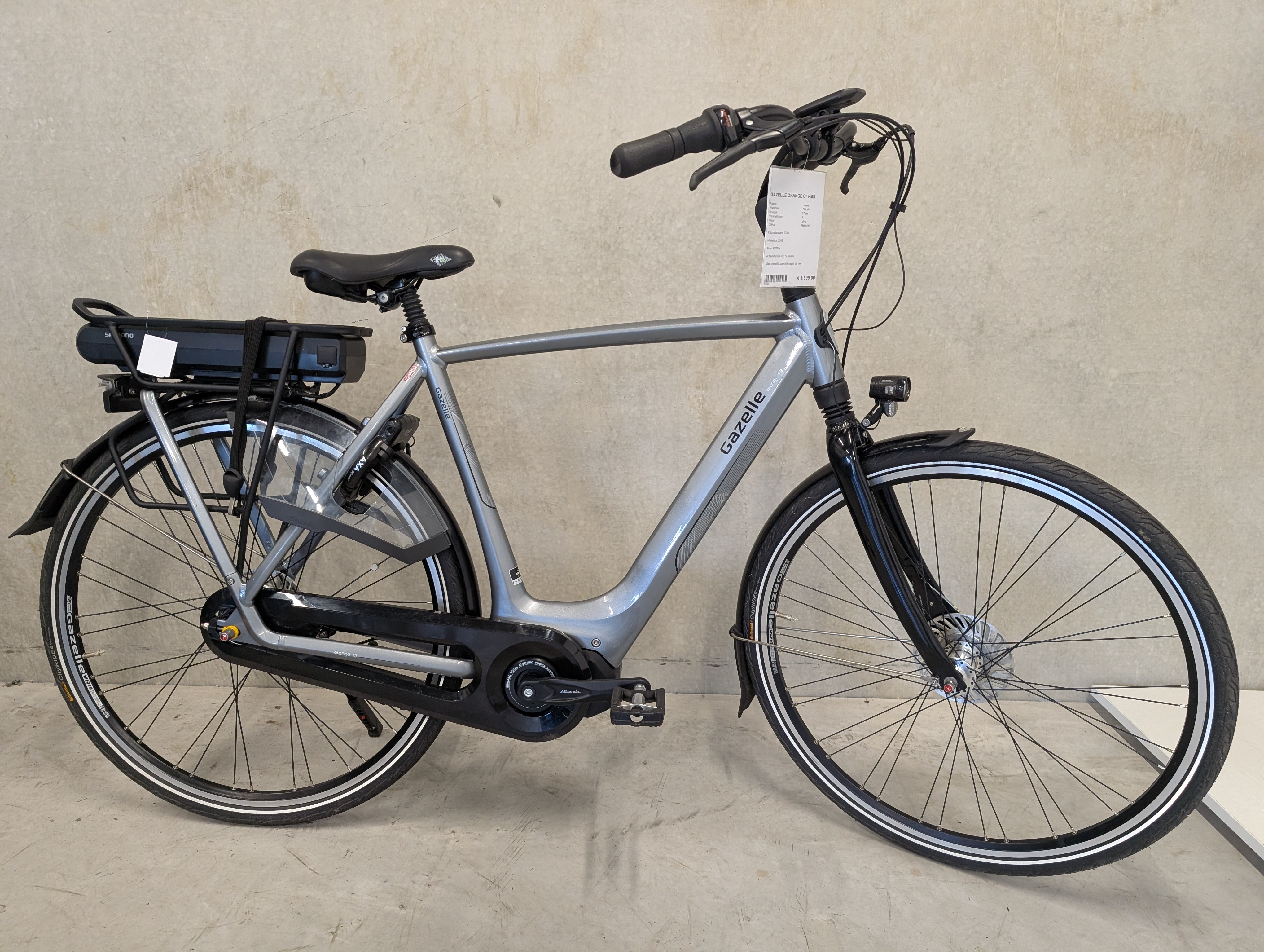 Gazelle Orange C7 HMS 57 cm zilver tweedehands e-bike