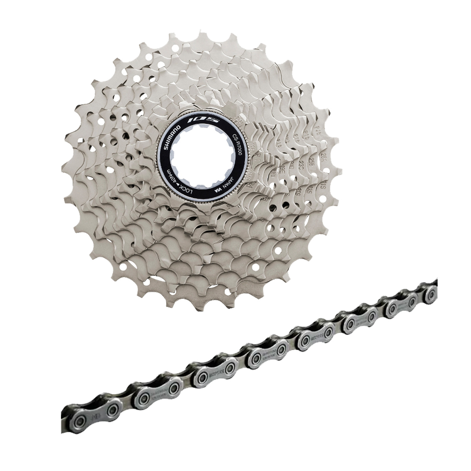 Shimano 105 R7000 cassette & Shimano HG601 105/SLX ketting combi Shimano 105 R7000 cassette & Shimano HG601 105/SLX ketting combi