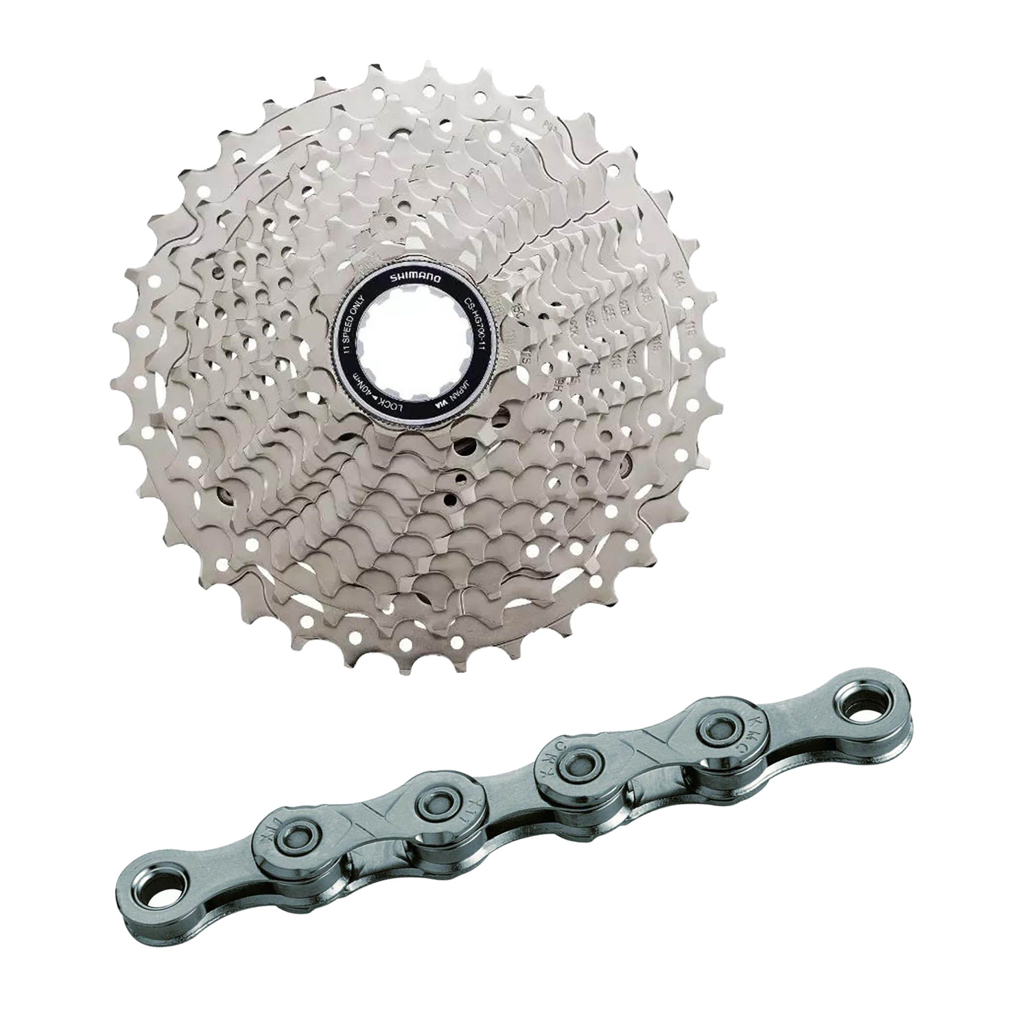 Shimano 105 R7000 + KMC X11 cassette en ketting combi  Shimano 105 R7000 + KMC X11 cassette en ketting combi